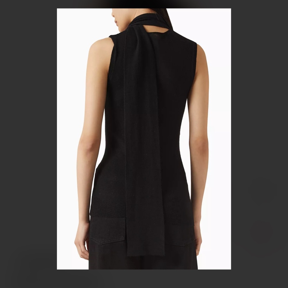 Enza Costa Black Sleeveless Scarf Sweater - Picture 2 of 6